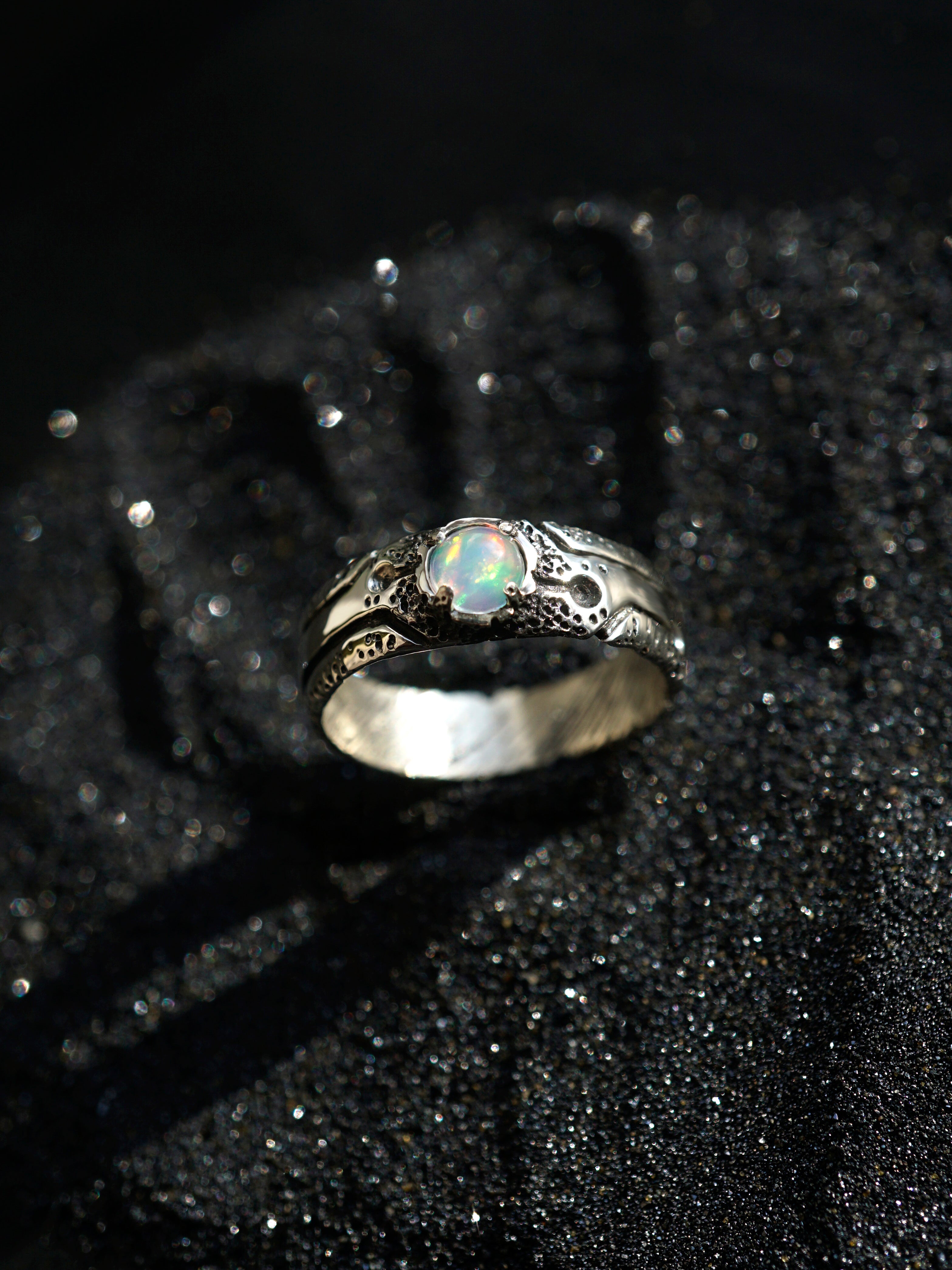 Mens Opal ring from the sterling silver by Moonique cyberpunk ring gemstone jewelry handmade jewelry unique jewelry 