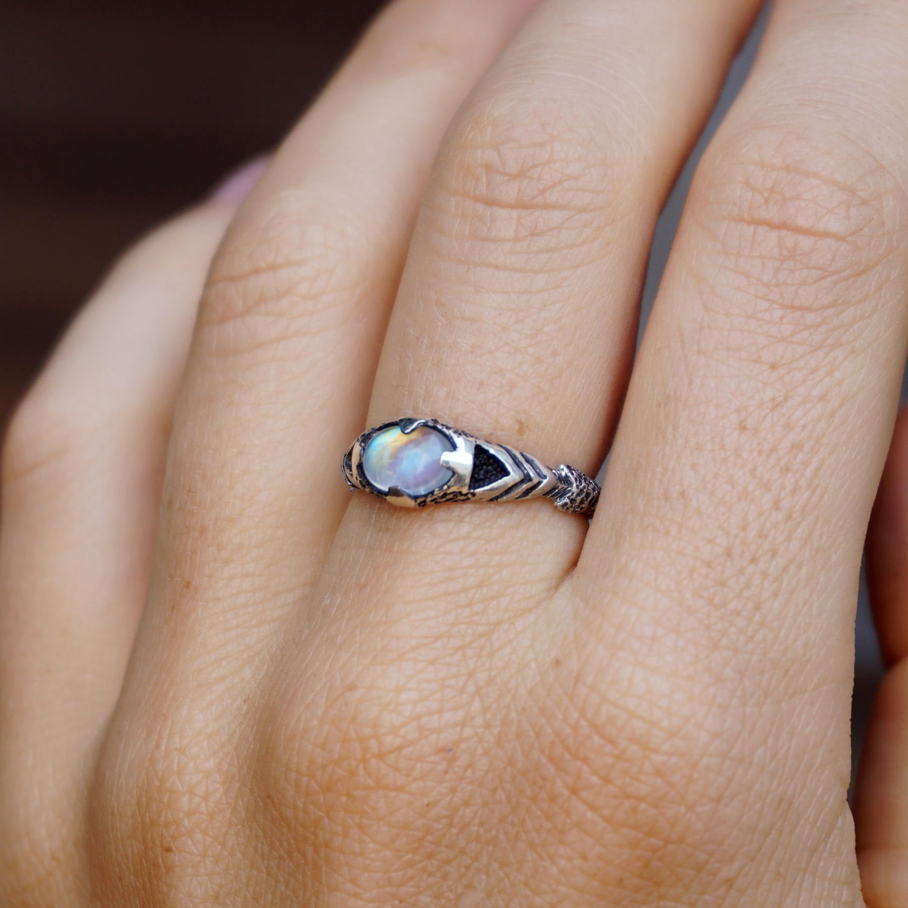 Mens Moonstone ring, Unique Mens ring, Pinky silver ring, Signet stone ring, June Birthstone ring, Mens silver ring 