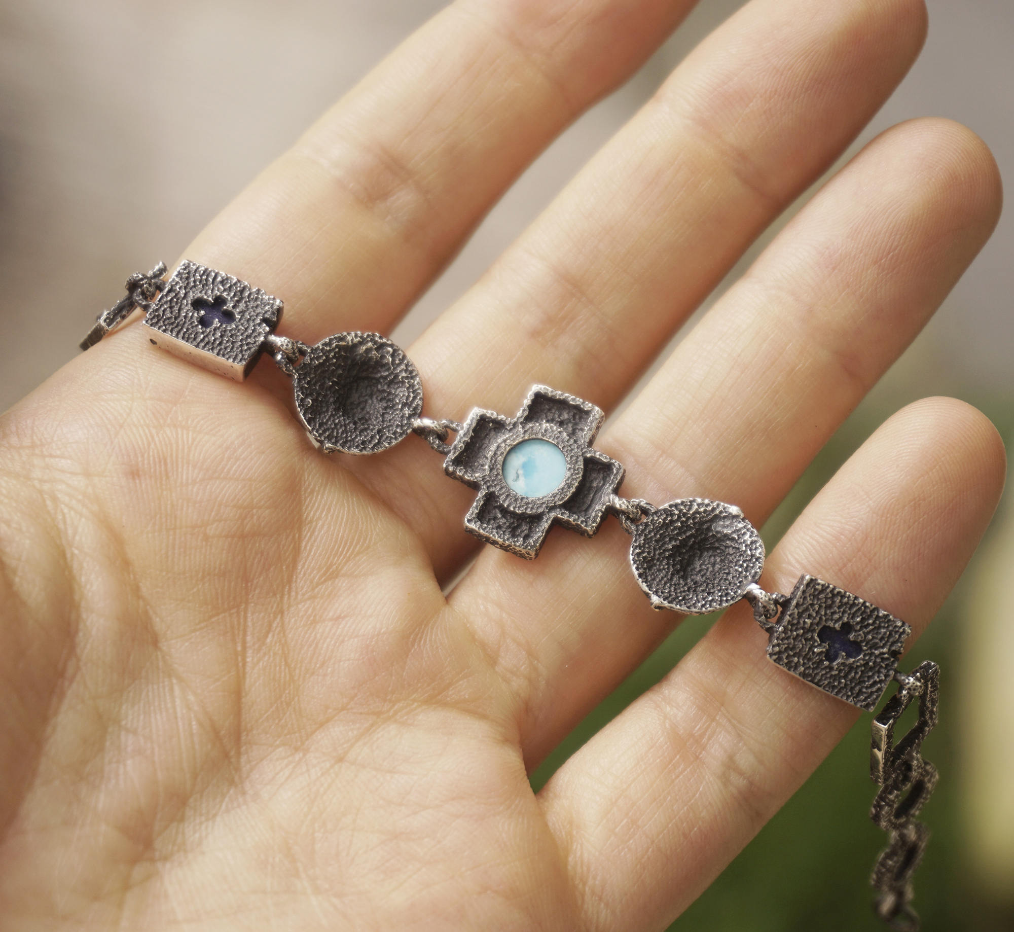 Womens Bracelet with Turquoise and LapisLazuli gemstones - TWINS