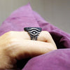 Eye of Horus ring, Egyptian Eye ring, sterling silver ring, Black signet ring, Unique ring, Statement ring, Black ring, Signet ring ORA