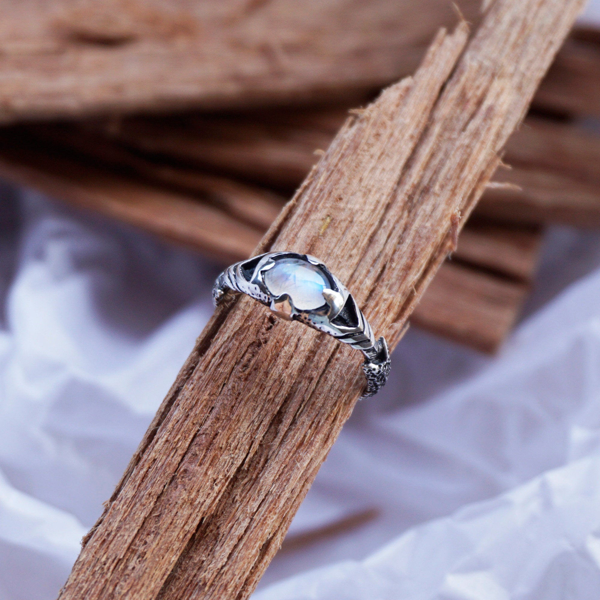 Mens Moonstone ring, Unique Mens ring, Pinky silver ring, Signet stone ring, June Birthstone ring, Mens silver ring 