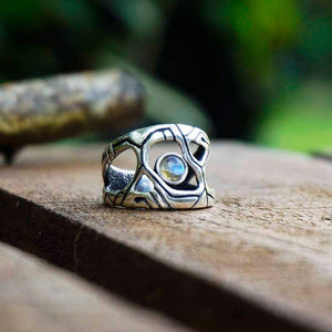 Mens Labradorite ring, Unique Mens Ring, Mens silver ring, Mens gemstone rings, Industrial ring, Antique mens ring METEOR