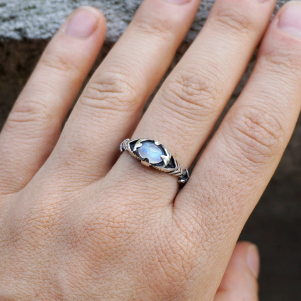 Mens Moonstone ring, Unique Mens ring, Pinky silver ring, Signet stone ring, June Birthstone ring, Mens silver ring "ARGO"