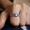 silver moonstone ring, mens moonstone ring, silver ring for men, mens sterling silver rings, stone ring for men - TORNADO