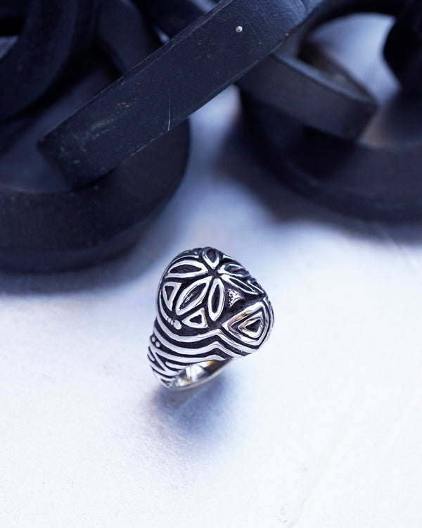 Cyberpunk jewelry, Mens silver ring, Unique mens ring, Signet ring men, Mens pinky ring, Antique mens ring "FLOWER FACE" Ready to ship