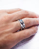 Mens silver band ring with Labradorite, Antique mens ring, Wedding Band ARCTUR