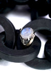Large Moonstone ring, Moonstone signet rings, June birthstone ring, Unique ring, Statement ring, Sterling silver moonstone ring, "OCEANIDE"