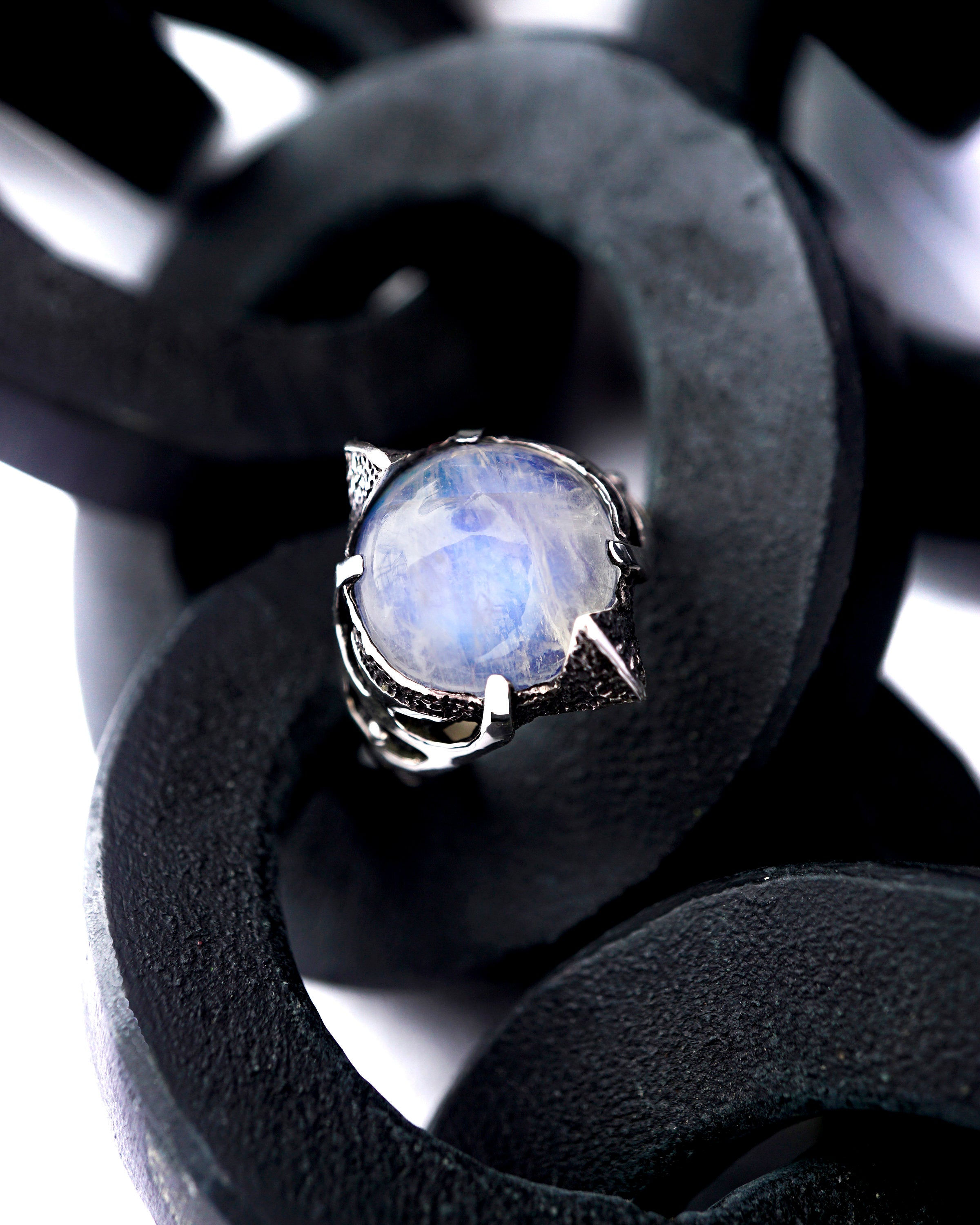 Large Moonstone ring, Moonstone signet rings, June birthstone ring, Unique ring, Statement ring, Sterling silver moonstone ring, 