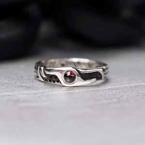Mens engagement ring cyberpunk ring Man Garnet ring Mens silver ring Unique mens ring Wedding bands Antique mens ring LUKE