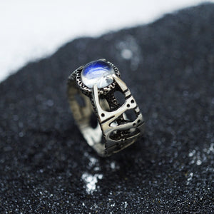 Rainbow Moonstone ring, Gemstone silver ring,  Moonstone signet rings, Statement ring, Gemstone Ring, June Birthstone ring 'SEVENTH'