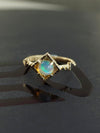 Natural Ethiopian Opal Ring, Gold Opal ring, Opal tiny ring, Fire Opal engagement ring, 14k Yellow Gold ring GOLDEN LAKE