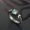 Opal engagement ring, Valentines Day gift, Moon Ring, Fire opal ring, Moon phases ring, Sun and moon ring, Triple Goddess ring "LaLuna"