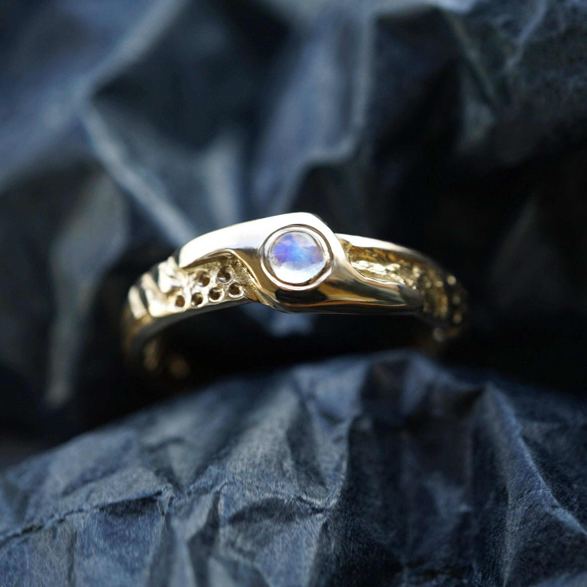 Mens gold wedding band, Mens engagement ring, engagements bands, 18k rose gold ring, Wedding ring, Mens Moonstone ring, Cyberpunk ring, man engagement ring