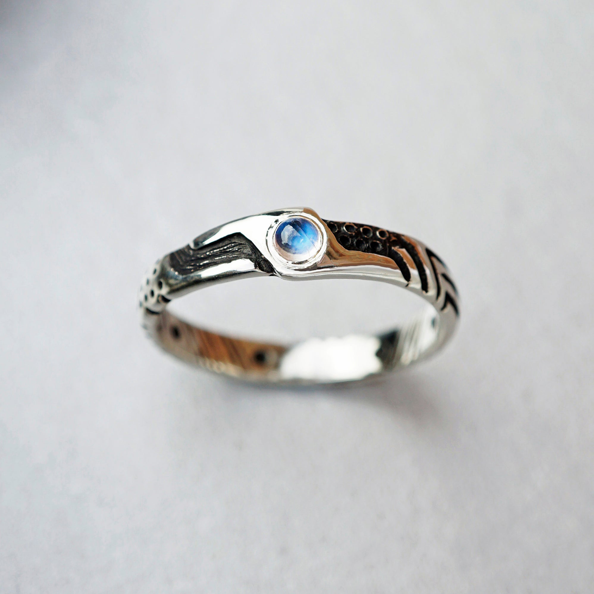 Mens engagement ring Cyberpunk Mens Moonstone ring Mens wedding band Alternative engagement ring for men Unique mens ring LUKE by moonique