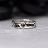 Mens engagement ring cyberpunk ring Man Garnet ring Mens silver ring Unique mens ring Wedding bands Antique mens ring LUKE