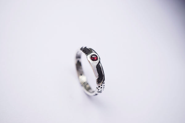 Mens engagement ring cyberpunk ring Man Garnet ring Mens silver ring Unique mens ring Wedding bands Antique mens ring LUKE