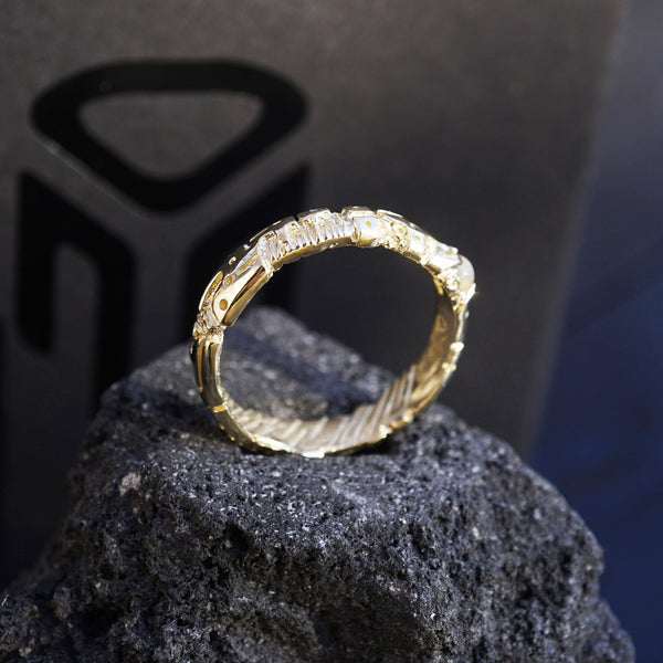 Mens gold ring Cyberpunk ring Opal mens ring 14k Gold ring "UNIT"