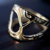 Mens cyberpunk 14k gold ring, unique design by moonique