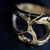 Mens cyberpunk 14k gold ring, unique design by moonique