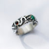 Garnet and Malachite mens silver band ring nuntius by moonique