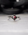 silver Garnet ring Red stone ring Unique Promise ring stacking ring Geometric engagement ring RED PYRAMID