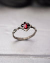 silver Garnet ring Red stone ring Unique Promise ring stacking ring Geometric engagement ring RED PYRAMID