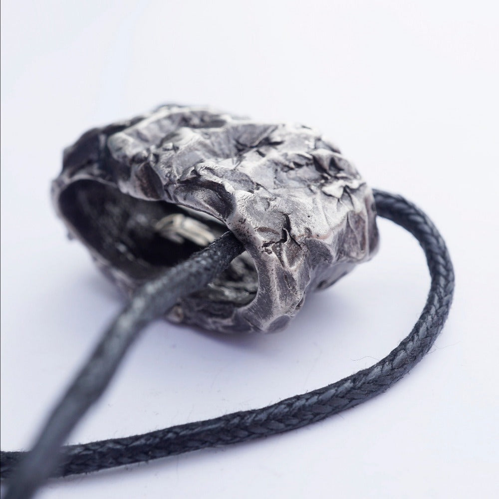 Mens statement sterling silver edgy pendant by moonique