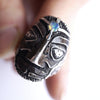 shu mens unique face ring, face collection by moonique, handmade artist jewelry 