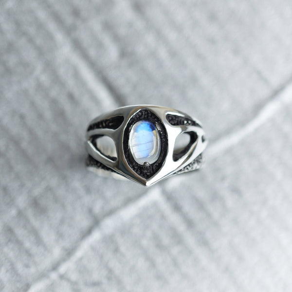 Moonstone ring, Moonstone engagement ring, Gothic engagement ring, Moonstone engagement ring, Alternative engagement ring "TRINITY"