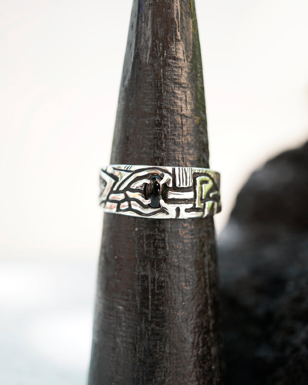 Mens silver Black stone ring mens engagement ring Black Onyx ring Mens gemstone ring 