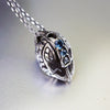Mens unique statement pendant made from high quality solid oxidized sterling silver and natural London blue Topaz gemstone. This unique handmade pendant called Helmet. The form of the necklace is helmet of warrior. Custom high quality cyberpunk jewelry by moonique. 